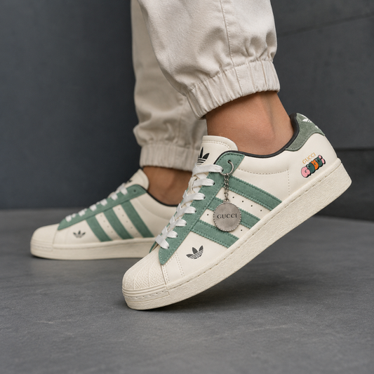 Adi_das x Gu_cci Superstar Green & White Premium Sneakers for Men