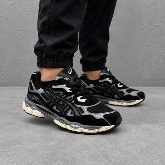 AS_ICS GEL-NYC Black Grey Premium Running Shoes for Men