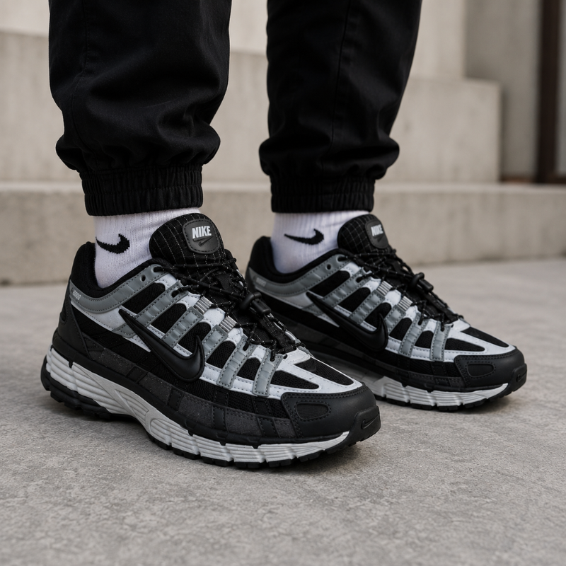 Ni_ke P-6000 Black Grey Running Shoes for Men
