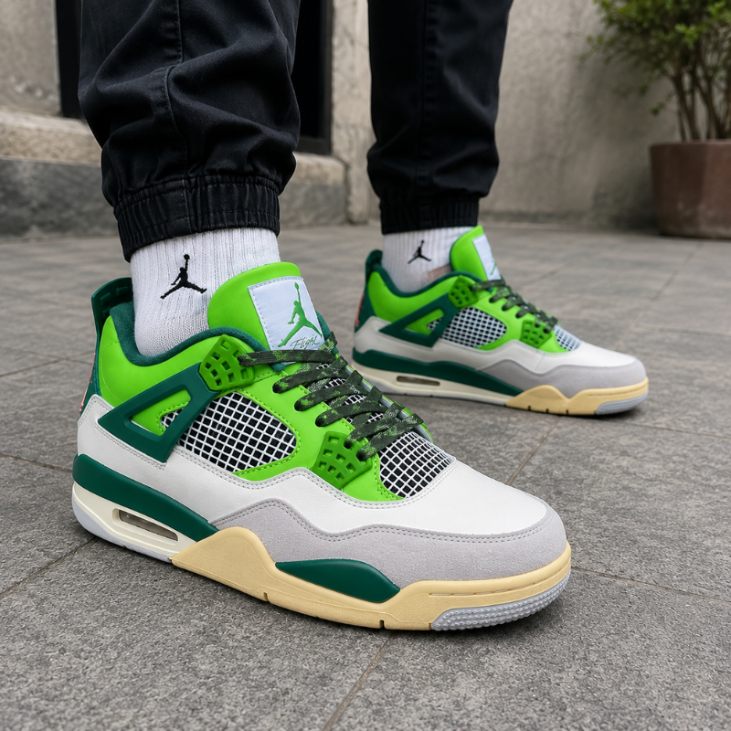 A_ir Jord_an 4 Green Glow Sneakers for Men
