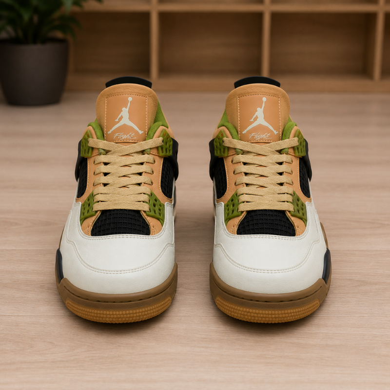 A_ir Jor_dan 4 Retro Tan Olive Sneakers for Men