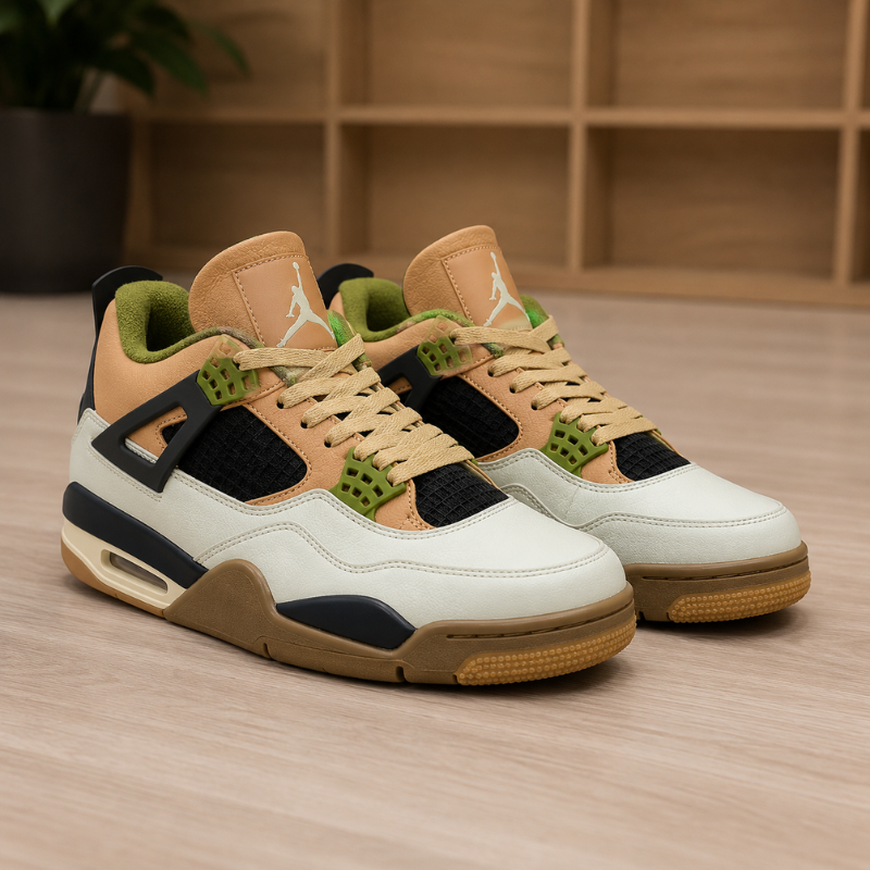 A_ir Jor_dan 4 Retro Tan Olive Sneakers for Men