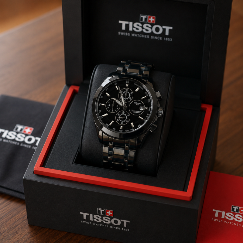 Tis_sot 1853 Black Chronograph Men's Premium Stainless Steel Watch