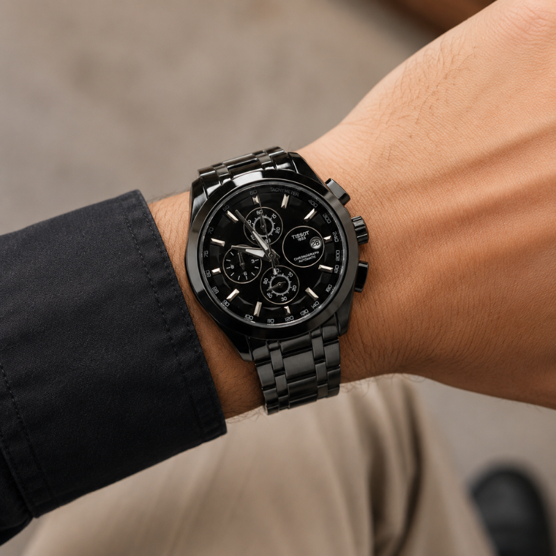 Tis_sot 1853 Black Chronograph Men's Premium Stainless Steel Watch