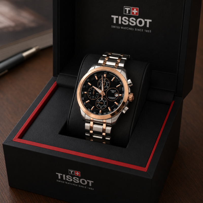 Tis_sot 1853 Two-Tone Rose Gold Chronograph Men's Premium Stainless Steel Watch