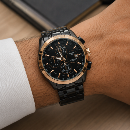Tis_sot 1853 Black & Rose Gold Chronograph Men's Watch