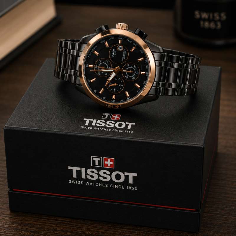 Tis_sot 1853 Black & Rose Gold Chronograph Men's Watch