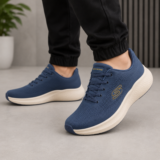 Ske_chers GOwalk Men's Navy Blue Walking Shoes with Cushioned Sole