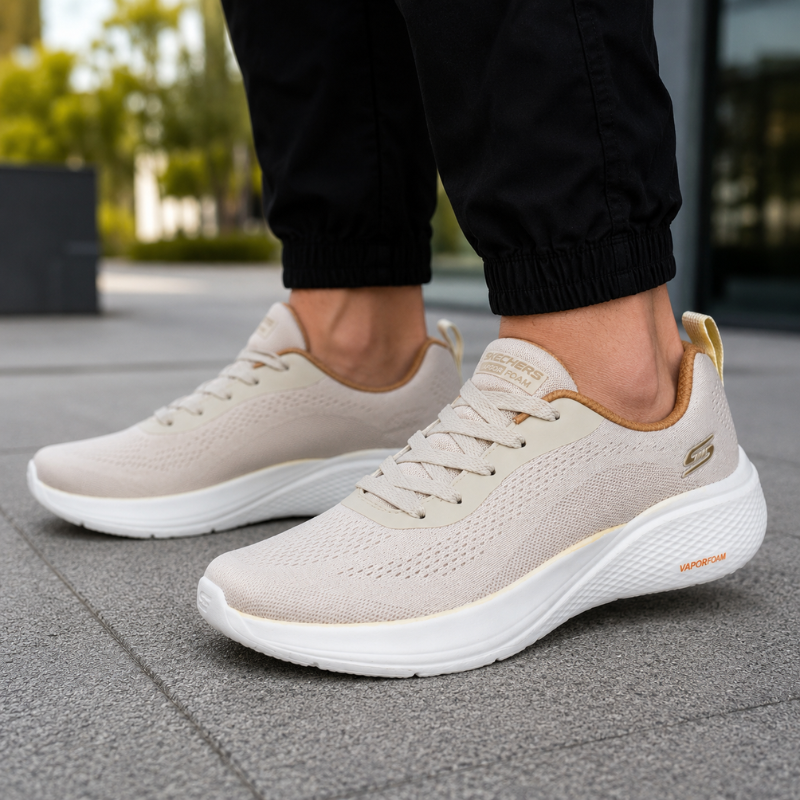 Ske_chers Vapor Foam Men's Beige Walking & Running Shoes
