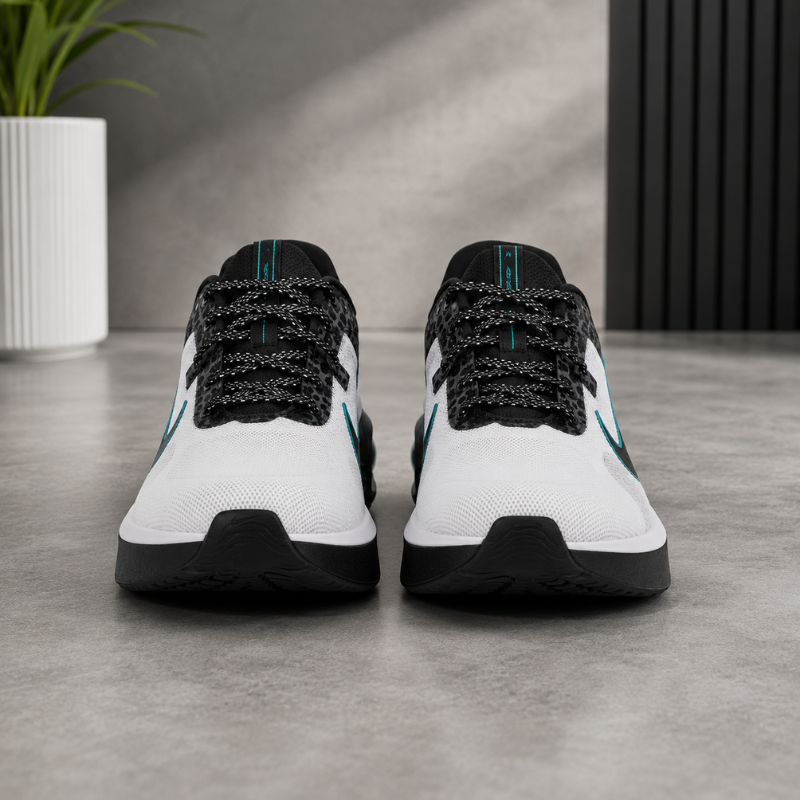 ni_ke_Pre_mium Air Cushion Running Shoes for Men | Lightweight Sports Sneakers | White Black Tealv