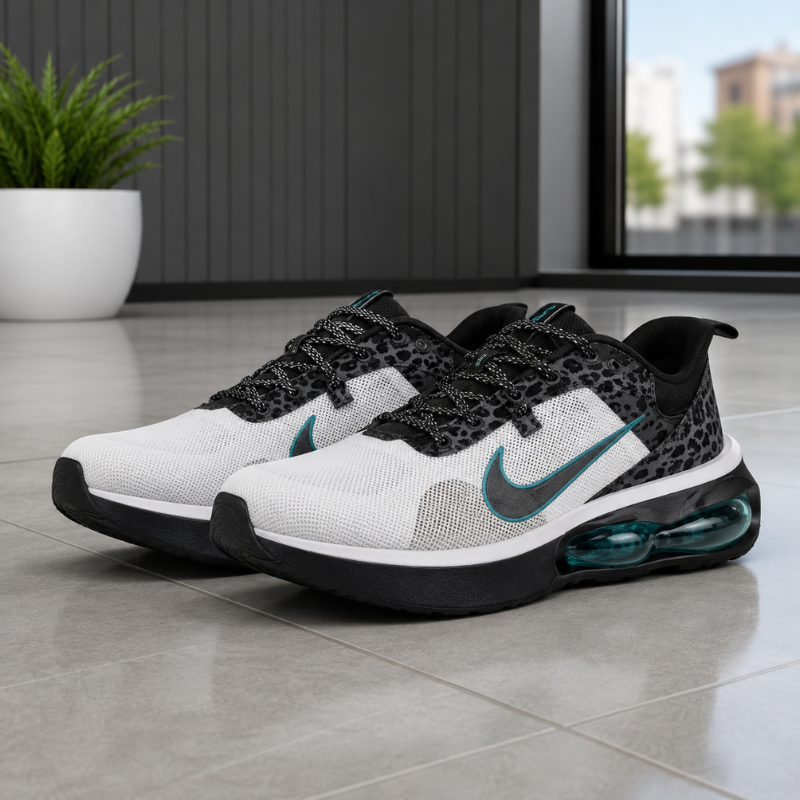 ni_ke_Pre_mium Air Cushion Running Shoes for Men | Lightweight Sports Sneakers | White Black Tealv