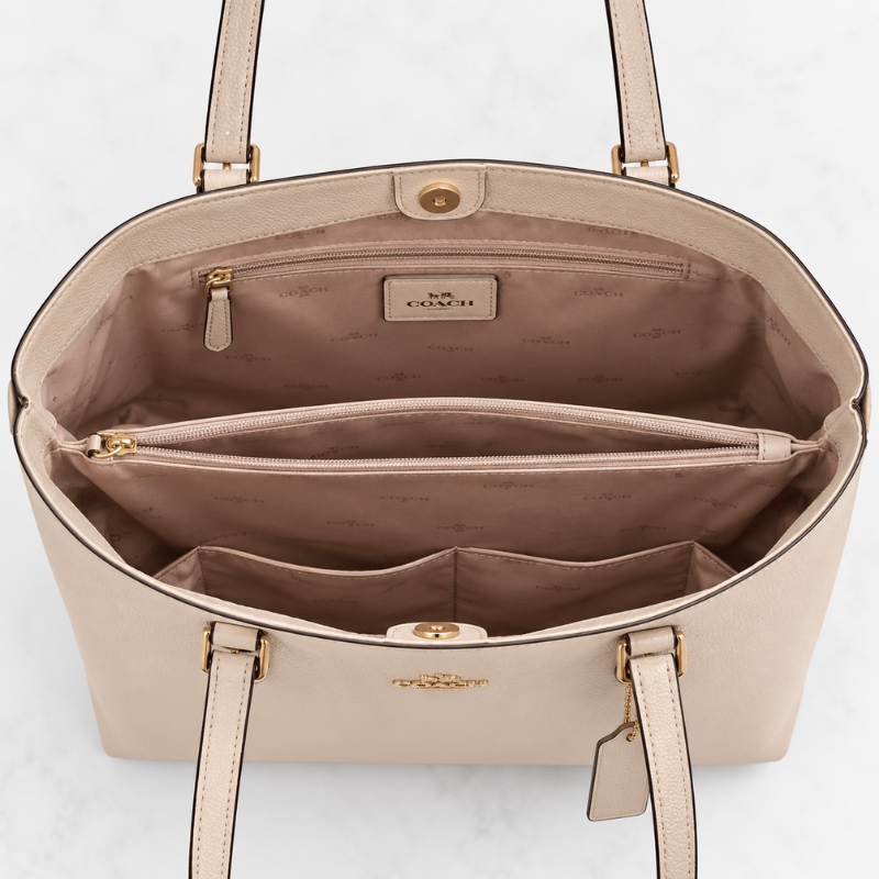 Pre_mium Women's Leather Tote Bag | Large Capacity Office & Everyday Shoulder Handbag | Beige