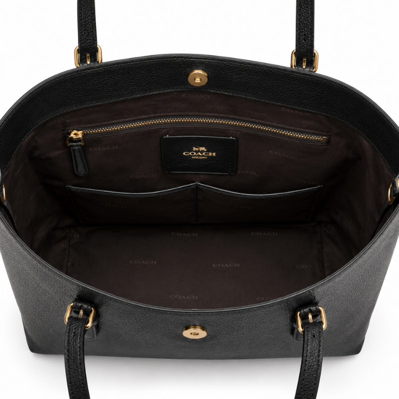 Pre_mium Women's Black Leather Tote Bag | Large Capacity Office & Everyday Shoulder Handbag