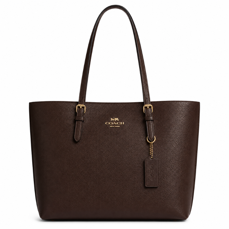 Pre_mium Women's Brown Leather Tote Bag | Large Capacity Office & Everyday Shoulder Handbag