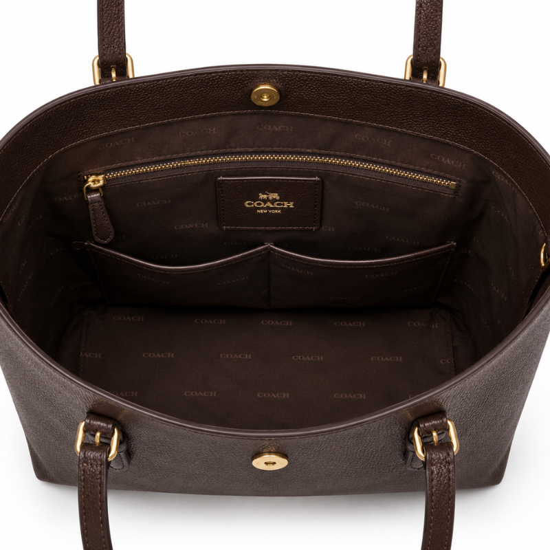 Pre_mium Women's Brown Leather Tote Bag | Large Capacity Office & Everyday Shoulder Handbag