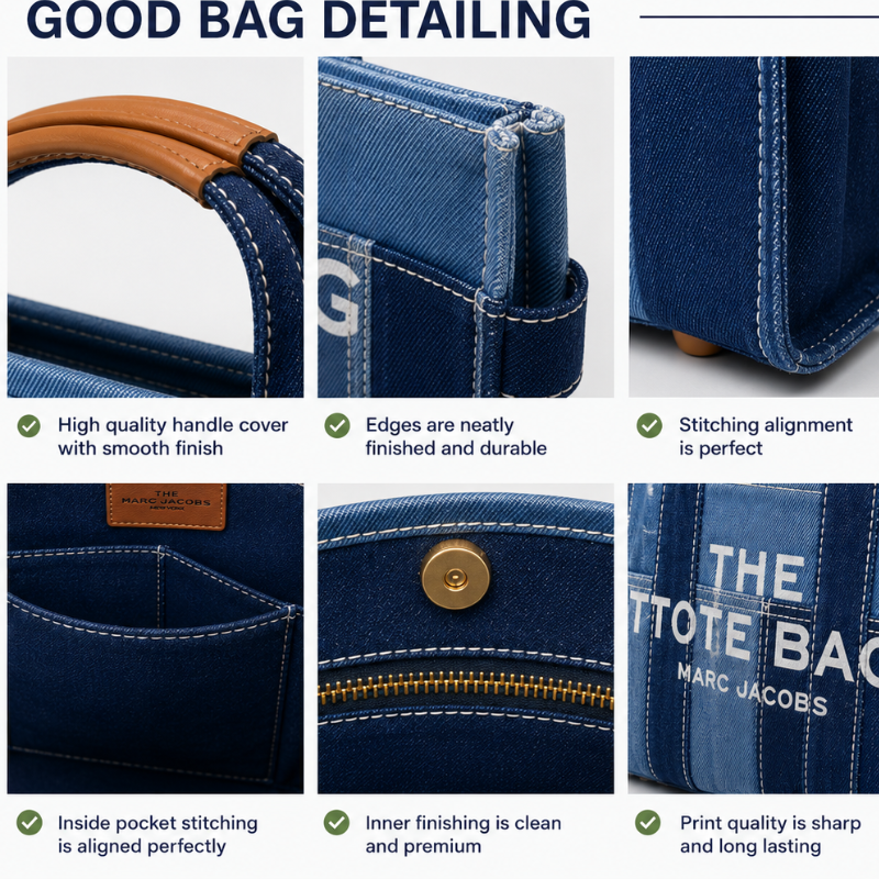 Pre_mium Denim Tote Bag for Women | Large Capacity Canvas Shoulder Handbag | Blue