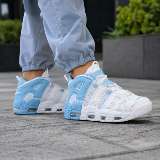 Pre_mium High-Top Basketball Shoes for Men | Air Cushion Sports Sneakers | White Sky Blue