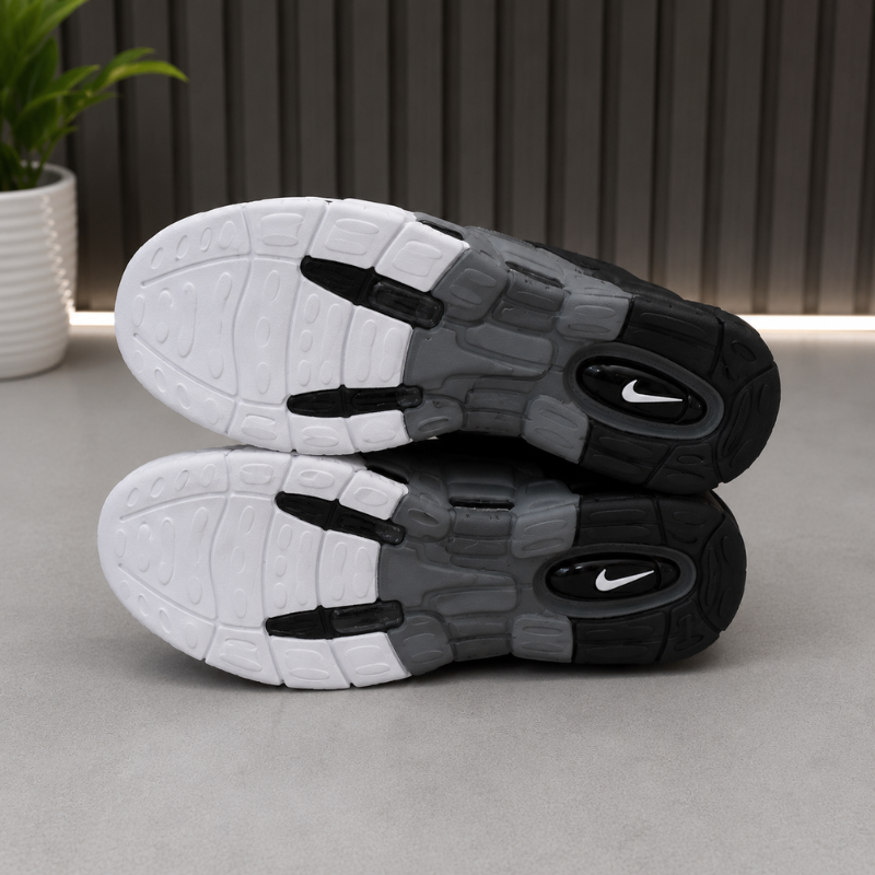 Ni_ke Air More Uptempo Tri-Color High-Top Sneakers | Black Grey White