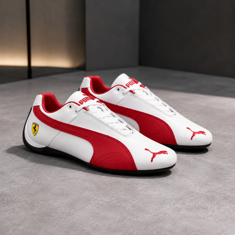 Pu_ma x Fer_rari Motorsport Sneakers – White/Red | Premium Racing Style Shoes