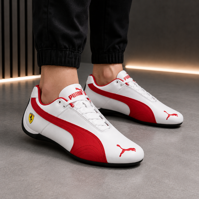 Pu_ma x Fer_rari Motorsport Sneakers – White/Red | Premium Racing Style Shoes