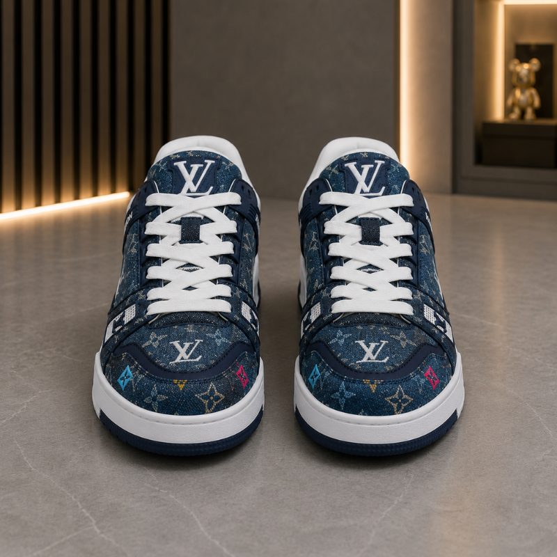 Lo_uis Vuit_ton Denim Monogram Sneakers – Premium Blue Luxury Casual Shoes