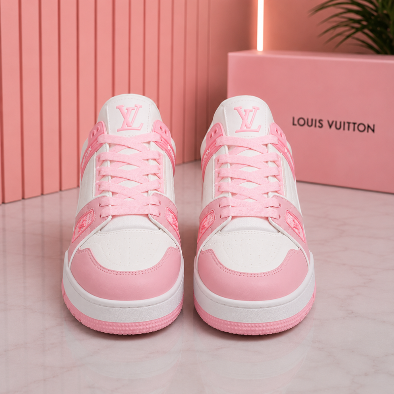 Lo_uis Vuitton Pink & White Sneakers – Premium Luxury Casual Shoes for Women