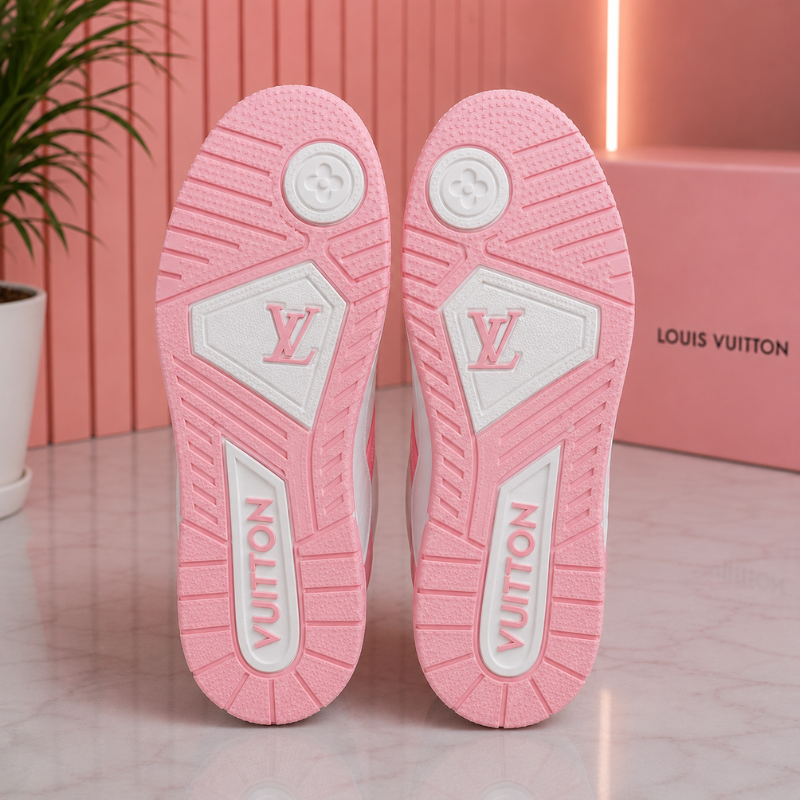 Lo_uis Vuitton Pink & White Sneakers – Premium Luxury Casual Shoes for Women