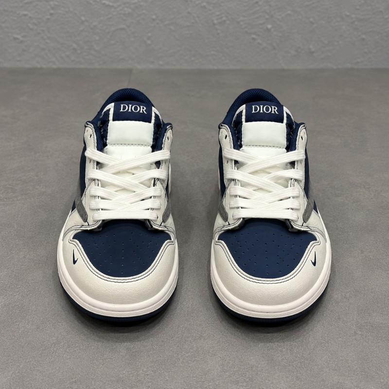 NIK_E  Men's Premium Navy & White Low-Top Casual Sneakers | Lace-Up Fashion Shoes | Comfortable Everyday Wear