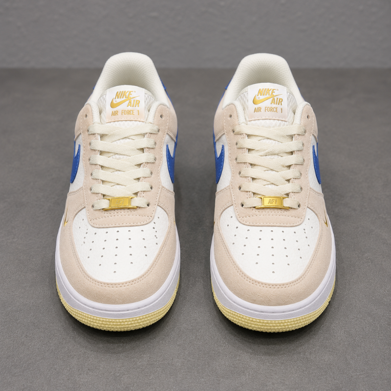 NI_KE Men's Premium Beige & Blue Low-Top Casual Sneakers | Lace-Up Fashion Shoes | Lightweight Everyday Sneakers