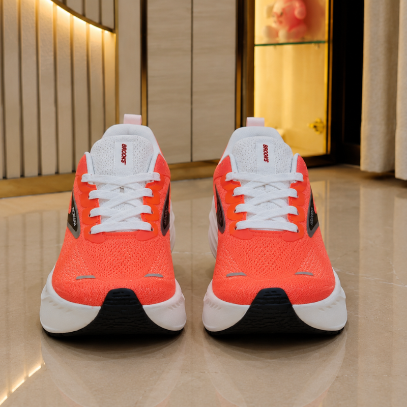 Bro_oks Men's Running Shoes | Lightweight Cushioned Sports Sneakers | Breathable Mesh | Orange Athletic Shoes