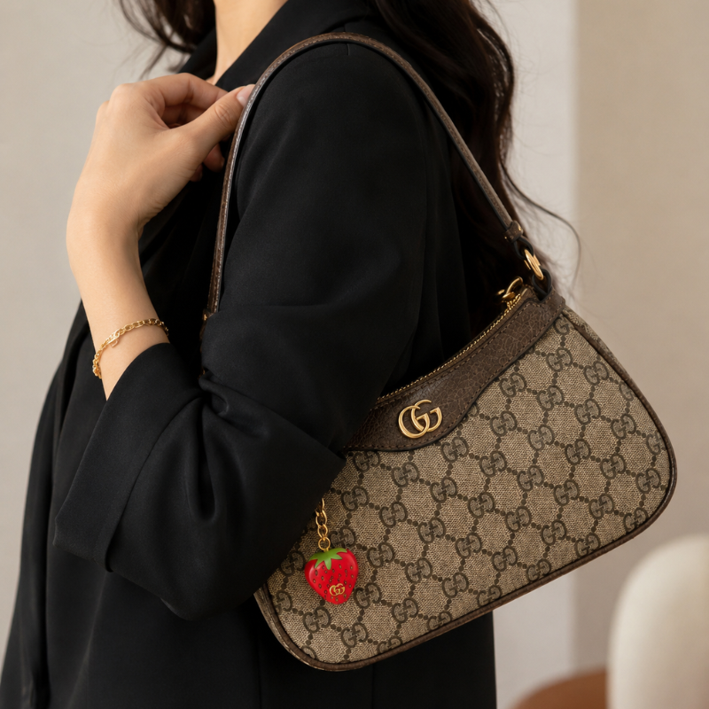 Gu_cci GG Monogram Women's Shoulder Bag | Premium Canvas & Leather Trim | Gold-Tone Hardware | Beige/Brown