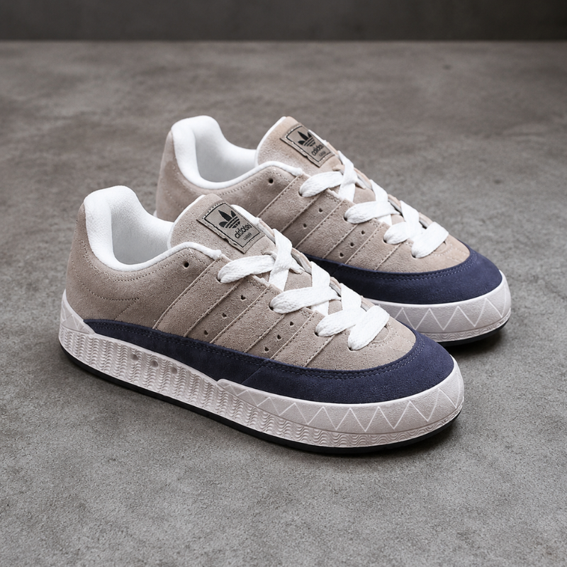 Adi_das Origi_nals Men's Casual Suede Sneakers | Beige & Navy | Lace-Up Lifestyle Shoes