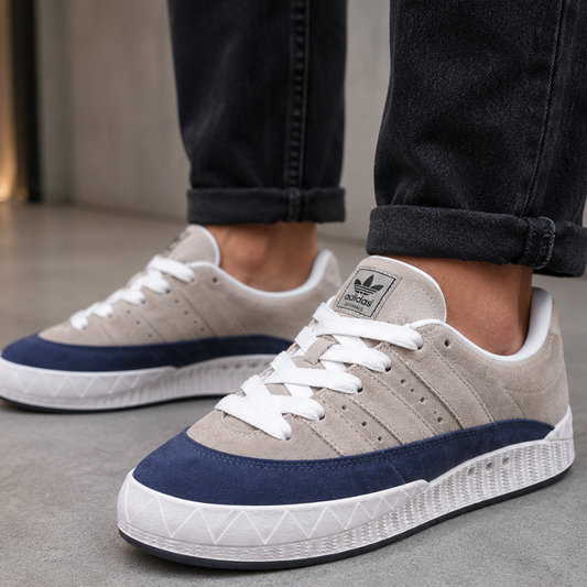 Adi_das Origi_nals Men's Casual Suede Sneakers | Beige & Navy | Lace-Up Lifestyle Shoes