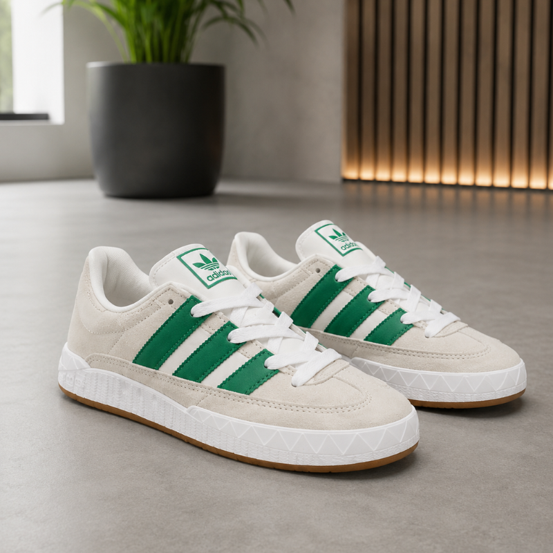 Adi_das Orig_inals Men's Casual Sneakers | White & Green | Lace-Up Lifestyle Shoes