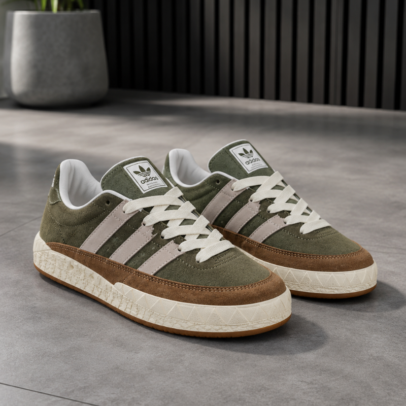 Adi_das Orig_inals Men's Casual Sneakers | Olive Green & Brown | Lace-Up Lifestyle Shoes