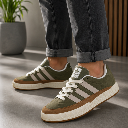 Adi_das Orig_inals Men's Casual Sneakers | Olive Green & Brown | Lace-Up Lifestyle Shoes