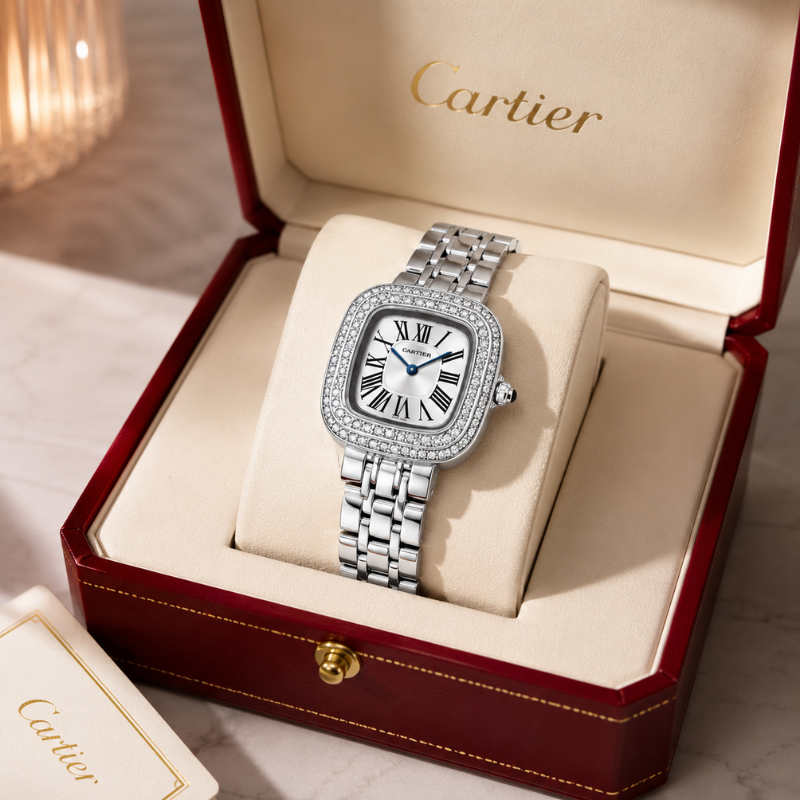 Car_tier Pant_hère Women's Diamond Bezel Watch | Stainless Steel Luxury Analog Wrist Watch