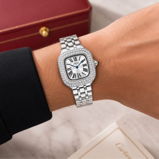 Car_tier Pant_hère Women's Diamond Bezel Watch | Stainless Steel Luxury Analog Wrist Watch