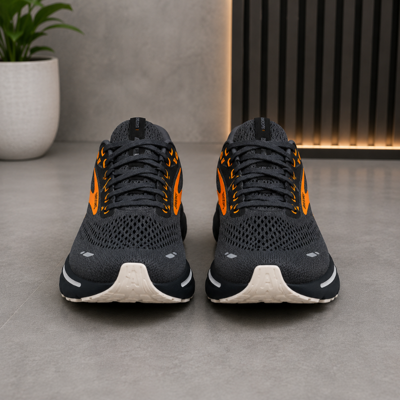 Bro_oks Glycerin Men's Running Shoes | Lightweight Breathable Sports Sneakers | Cushioned Walking & Gym Shoes | Black/Orange