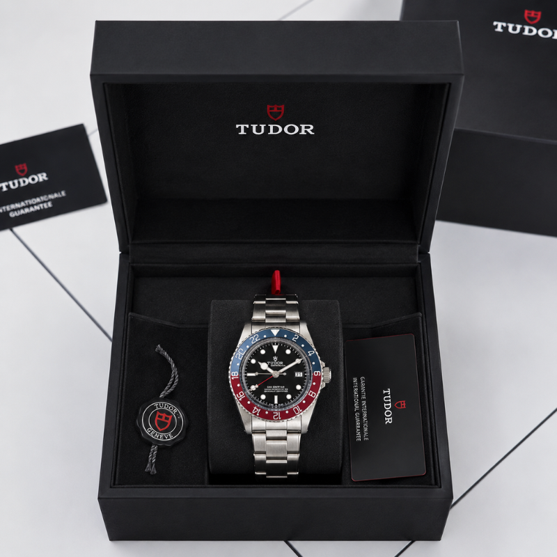 TU_DOR GMT Stainless Steel Analog Watch for Men | Black Dial | Pepsi Bezel | Premium Metal Strap