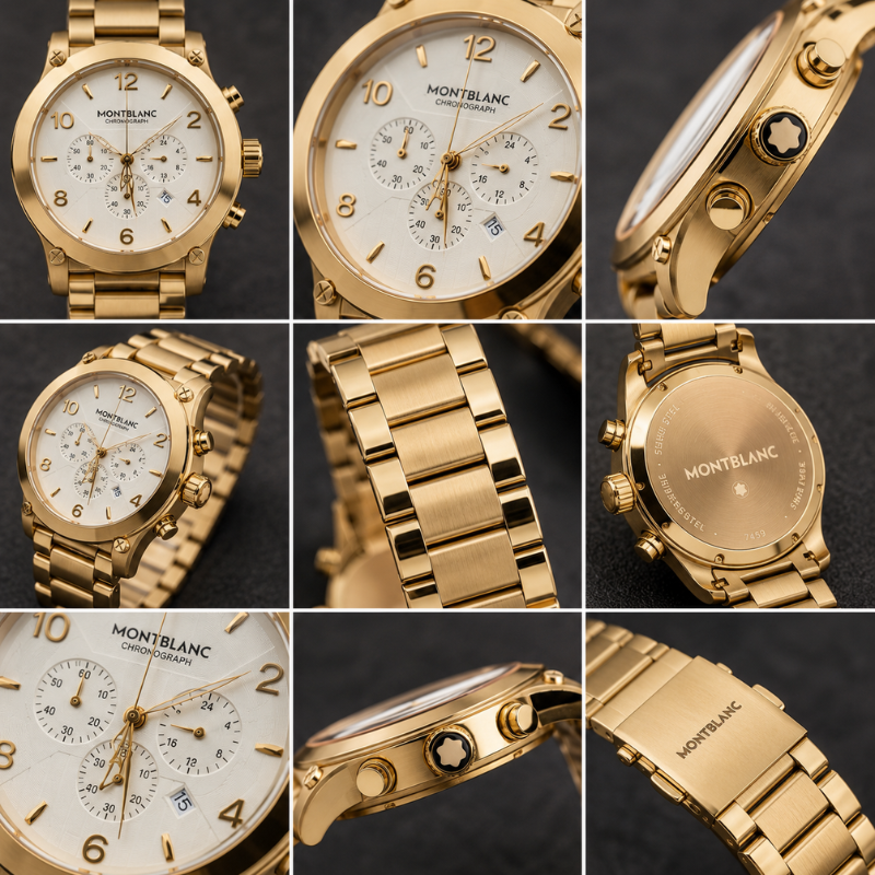 Mont_blanc Men's Gold Tone Chronograph Analog Watch | Premium Stainless Steel Bracelet