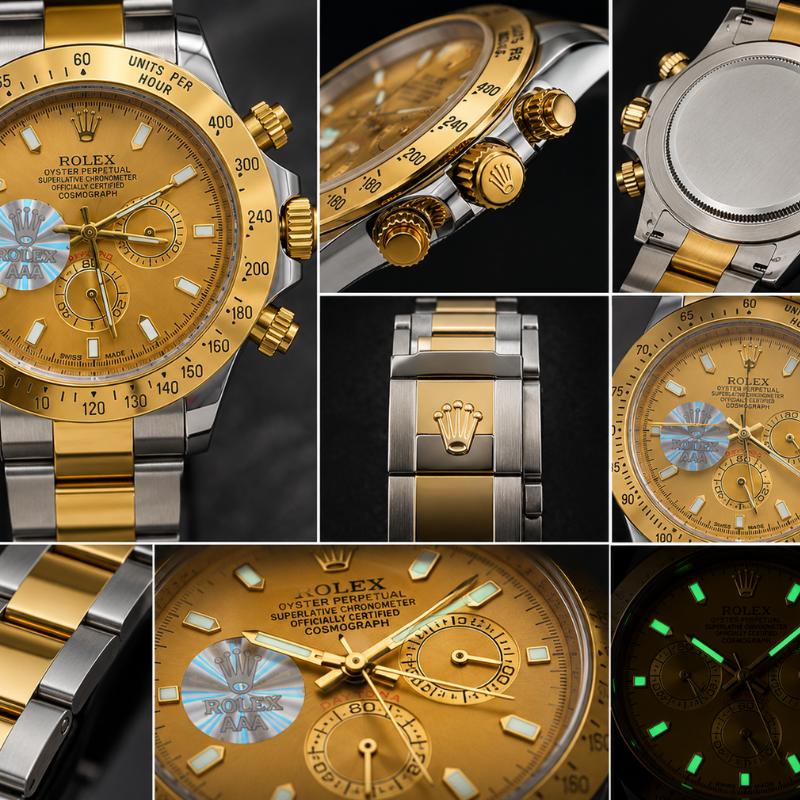 Ro_lex Cosmograph Daytona Men's Two-Tone Gold Dial Chronograph Stainless Steel Watch