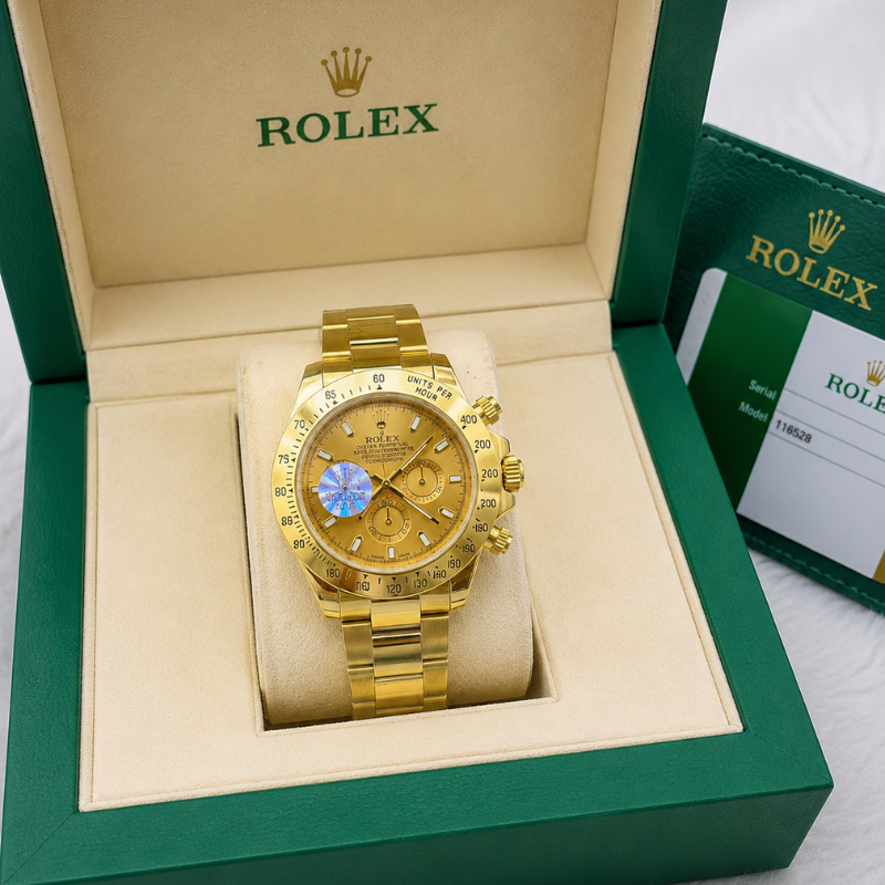 Ro_lex Cosmograph Daytona Men's Full Gold Chronograph Analog Luxury Watch