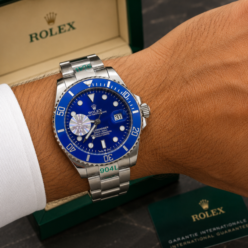 Ro_lex Submariner Men's Blue Dial Stainless Steel Automatic Dive Watch
