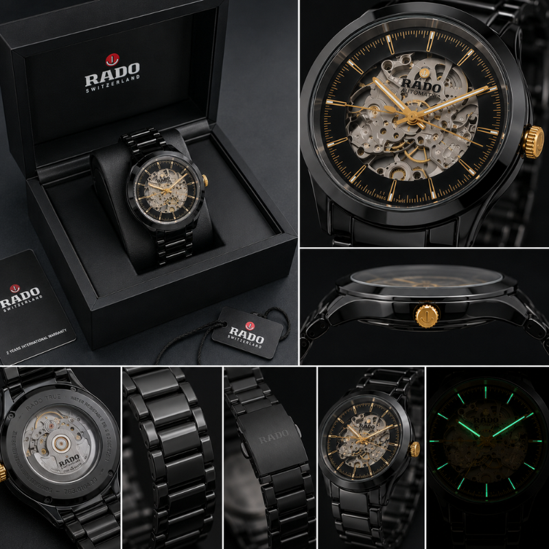 Ra_do True Automatic Skeleton Men's Black Ceramic Watch