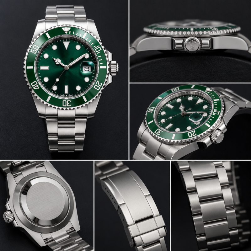 Ro_lex Submariner Men's Green Dial Stainless Steel Automatic Luxury Watch
