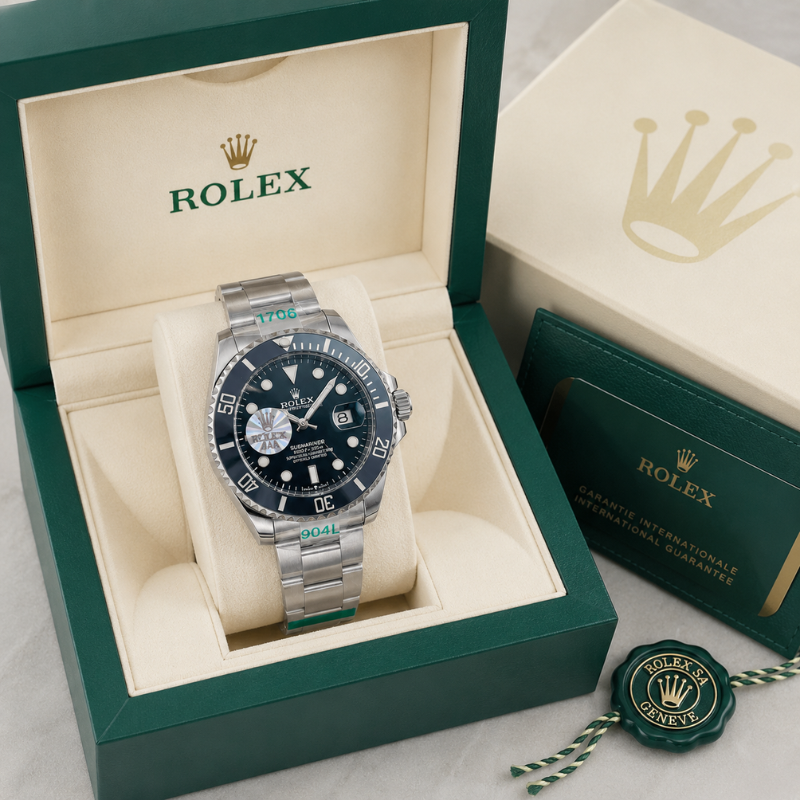 Ro_lex Submariner Men's Black Dial Stainless Steel Automatic Luxury Watch