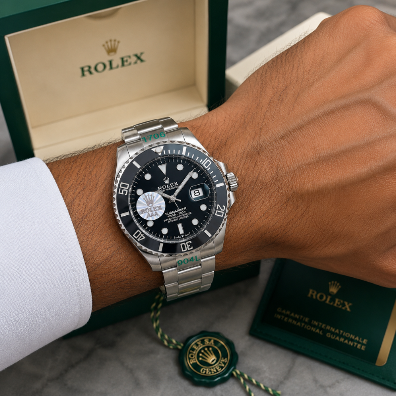 Ro_lex Submariner Men's Black Dial Stainless Steel Automatic Luxury Watch