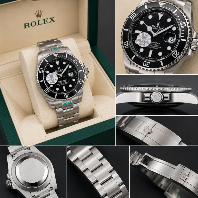 Ro_lex Submariner Men's Black Dial Stainless Steel Automatic Luxury Watch