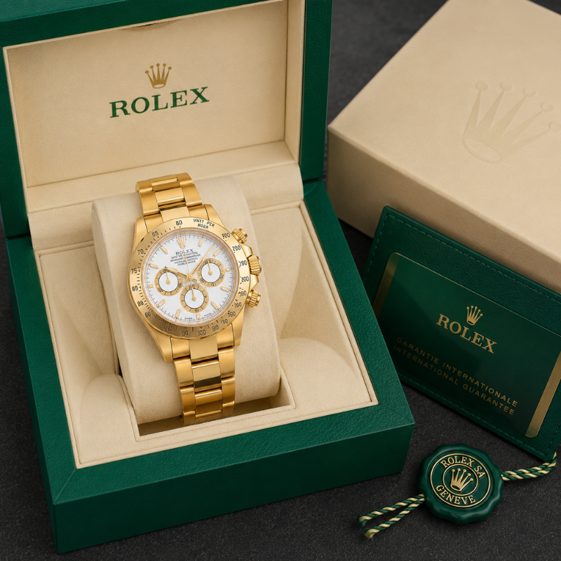 Ro_lex Daytona Men's Gold Chronograph Stainless Steel Luxury Watch